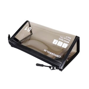 Waterproof PVC Transparent Makeup Bag New Black Recycled Organizer Travel Cosmetic Set Toiletry Storage for Bathroom - Product Image 4