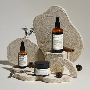 Oggetto Geometrico in Pietra Bianca Testurizzata, Piccoli Ornamenti Ecologici e Durevoli, Accessori per Cosmetici, Still Life e Photo Booth - Product Image 3