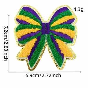 Nuevo Parche Termoadhesivo de Chenilla Bordado con Diseño de Dibujos Animados para Toalla, Temática Mardi Gras - Product Image 3