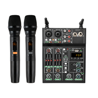 Mixer Audio USB Dengan Penerima Mikrofon Nirkabel Konsol 5 Kanal untuk Karaoke Siaran Langsung Buatan Pabrik Sendiri