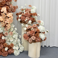 Weiß-Brauner Künstlicher Seiden-Rosen-Hortensien-Orchideen-Blumenbogen für Hochzeit, Abschlussfeier, Weihnachten, Neujahr, Hintergrunddekoration