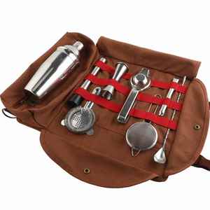 2025 Top Selling New Denim Blue Bartending Bag Bartender Tool Set <b>Rolling</b> Roll up Travel Bartender <b>Kit</b> Bag - Product Image 3