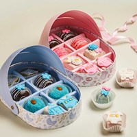 Boîtes à pâtisserie personnalisées pour beignets, baklavas, petits chocolats, emballage, berceau, souvenir de naissance, boîte cadeau avec fenêtre et ruban