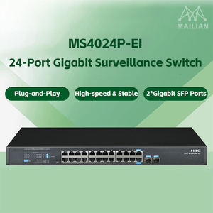 Commutateur géré PoE+ H3C MS4024P-EI de haute qualité à 26 ports avec 24 ports RJ45 et 2 ports SFP, 52 Gbit/s pour système de caméra IP et réseau de bureau - Product Image 1