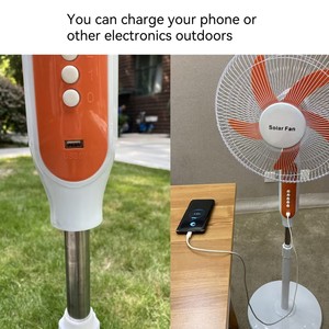 Air Cooling Appliance 16 Inch Solar Fan AC Adapter Rechargeable Stand Fan <b>Table</b> Fan With LED Light Inside Battery JENSJ-FS-188 C - Product Image 5