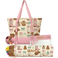 Kit de Mahjong Floral Western Haut de Gamme 3 Pièces avec Sac Portable Grande Capacité pour Accessoires de Mahjong, Idéal pour la Maison, l'Extérieur et les Réunions Familiales