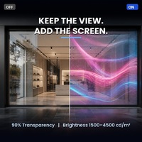 Şeffaf Led Film Ekran P10 Esnek %90 Şeffaflıkta Kristal Kendinden Yapışkanlı Ekran Alışveriş Merkezi Cam Vitrini için