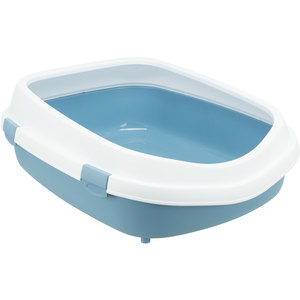Bac à litière pour chat Primo Xxl avec rebord 56 x 25 x 71 cm bleu blanc - Product Image 1
