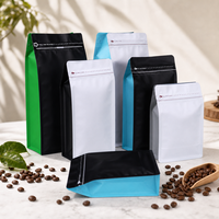 Sachet de café à fond plat à huit soudures latérales, coloré, avec fermeture éclair, pour emballage de grains de café entiers – Meilleures ventes