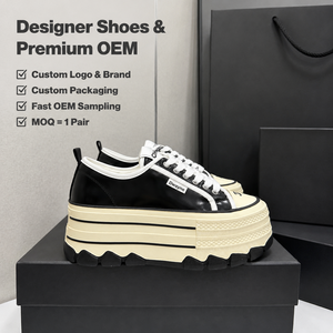 <span class=keywords><strong>Sneakers</strong></span> di Lusso 2026 per Uomo e Donna, Alta Qualità in Pelle Vegana, Nero Crema, Suola Spessa, Stile Quiet Luxury Street, Novità - Product Image 1