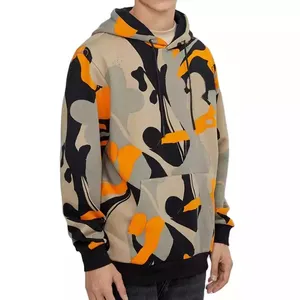 OEM High Quality Custom Design 100% Cotton Sweatshirts Camouflage Drawstring Loose Fit Men's Pullover Hoodie