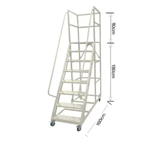 Ferramentas de Metal Multilayer 9 Passos 1.8m Plataforma Móvel Escadas Carrinho com Corrimão