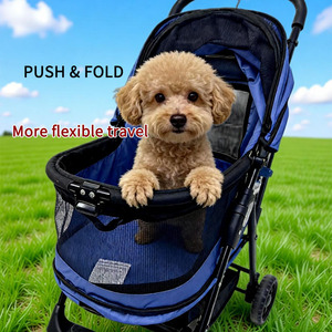 Poussette pliable légère pour animaux de compagnie JXB avec fenêtre avant visible et grand espace de rangement inférieur - Product Image 2