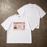 T-shirt Homme Oversize en Coton Épais Imprimé Avant et Arrière, Personnalisé avec Motif de Carte d'Identité de Dessin Animé, Streetwear, T-shirt Vierge avec Logo – Vente en Gros