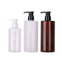 Bouteille à pompe en plastique givré transparent brun de 300 ml pour désinfectant pour les mains, shampoing, gel douche, sérum pour le soin de la peau, bouteille à pompe de 300 ml