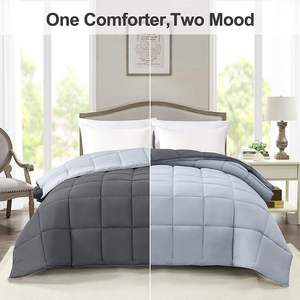 Lightweight Reversible Bed Comforter <strong>King</strong> <strong>Size</strong> All-Season <strong>Duvet</strong> Insert Soft Cozy Dark Gray &amp; White Quilted Cover for Home Hotels - Product Image 2