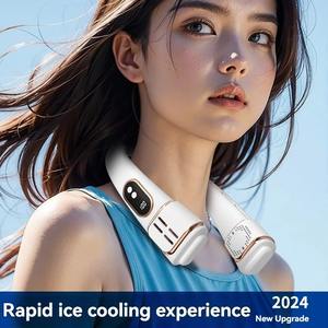 Ventilateur de cou portable sans pales à turbine, rechargeable par USB, avec pack de refroidissement, petit ventilateur à trois points de refroidissement - Product Image 3