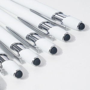 Stylet en métal de couleur blanche de haute qualité stylos à bille personnalisés pour cadeaux - Product Image 2