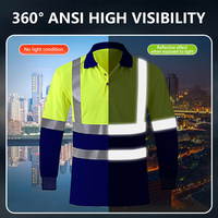 Chemise de sécurité réfléchissante fluorescente EN20471 à haute visibilité, manches longues, vêtements de travail haute visibilité, séchage rapide, vêtements de travail pour la construction et les travaux routiers