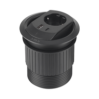 Enchufe de Escritorio con Puertos USB A y C, 16A 250V, Cable de 1.4m, Diseño Empotrado, Cableado Retráctil, Almacenamiento de Cables, 80mm, Enchufe Múltiple