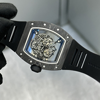 Montre de haute qualité RM 055 en fibre de carbone noire et dorée, les engrenages tournent, le volant oscillant tourne, revêtement bleu, étanche