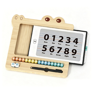 Jouet éducatif pour enfants <span class=keywords><strong>en</strong></span> bois, <span class=keywords><strong>crocodile</strong></span> 2-<span class=keywords><strong>en</strong></span>-1 avec écran LCD, tablette d'écriture et de <span class=keywords><strong>dessin</strong></span>, et jeu d'échecs volant - Product Image 5