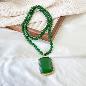 Kalung Liontin Zamrud Cina Baru, Rantai Sweater Panjang Berkualitas Tinggi, Liontin Gantung Sederhana Modis - Product Image 1