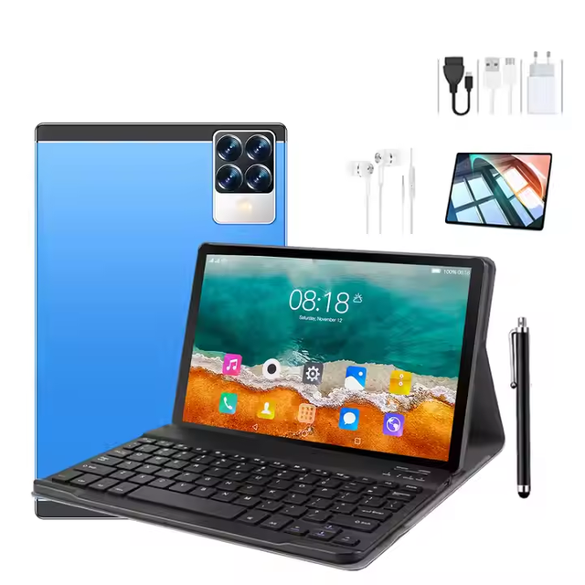 Android12 MTK 10.1" Tablet PC Keyboard Touch Pen Quad Core 8GB RAM 128GB ROM Educational Office Hotel 5000mAh Battery USB Type-C