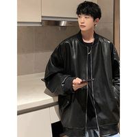 Personnalisable, commande minimum 1 pièce, Nouvelle veste en cuir PU pour homme style rétro américain 2026, veste pilote ample, veste de baseball pour homme en PU