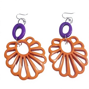 Boucles d'oreilles pendantes géométriques en résine plaquées or, style bohème, pour femme, bijoux de fête et de mariage - Product Image 6