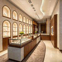 Comptoir et vitrine de présentation de bijoux en bois sur mesure avec meubles de bijouterie en verre LED et marbre pour l'aménagement de magasins de détail de bijoux