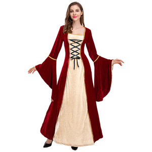 Vestido Largo Medieval Retro Europeo para Mujer, de Terciopelo, con Cuello Cuadrado, Corte en A, Cintura Ajustable, Color en Contraste, para Baile de Graduación - Product Image 5