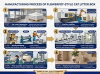 Litière pour chat en acier inoxydable de style nouveau, design pot de fleurs, transfrontalière, taille extra-large, côtés surélevés, entièrement fermée, désodorisante