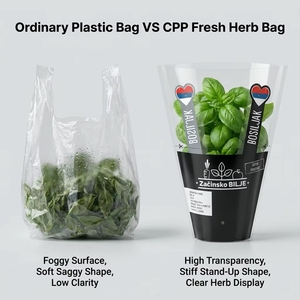 Sac à légumes en forme de trapèze en CPP de qualité alimentaire avec trous de ventilation, manchon à laitue imprimé sur mesure, fournisseur - Product Image 2