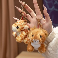 Porte-clés en peluche animaux de la forêt, jouet en peluche mignon pour sacs à dos, pendentif pour couple, lion, tigre, tortue, poupée douce, cadeau