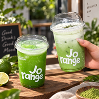 Cangkir PET 22oz 600ml Cetak Sesuai Pesanan, Cangkir Minuman Plastik Transparan Sekali Pakai untuk Bubble Tea, Jus, Kopi, Minuman Dingin, Toko Minuman