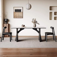 Ensemble table et chaises de salle à manger en bois massif de style français, multifonctionnel, imperméable, mobilier de salle à manger pour la maison avec un design crémeux