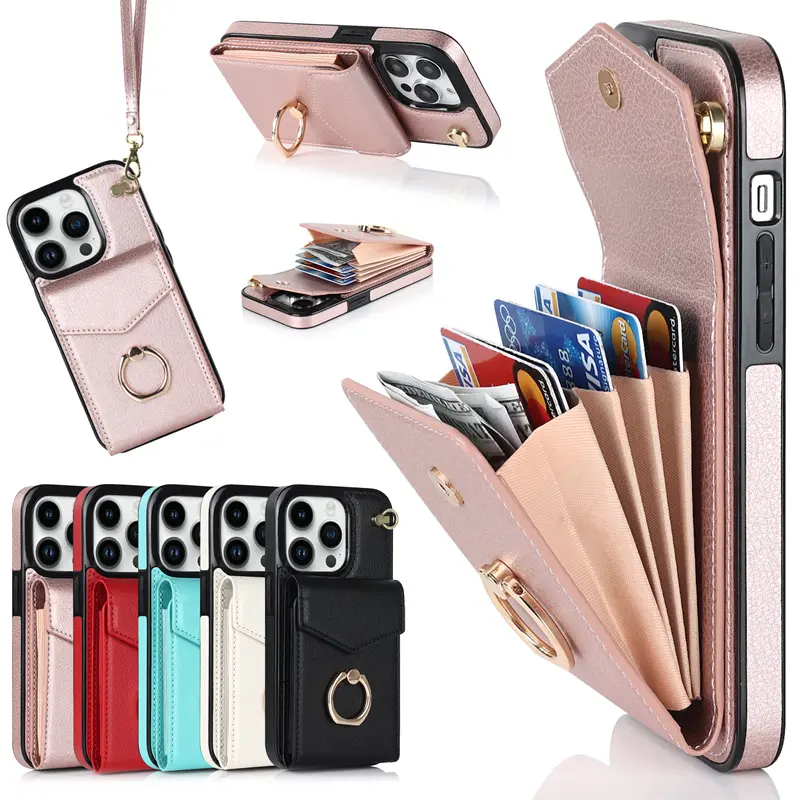 2023 New leather phone case with card holder for iphone 14 pro pu phone cases for iphone 13 12 11 card holder wallet phone case