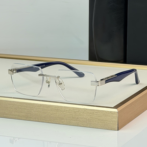 <span class=keywords><strong>Occhiali</strong></span> da <span class=keywords><strong>Vista</strong></span> Senza Montatura <span class=keywords><strong>di</strong></span> Alta Qualità Stile Designer con Cerniera in Metallo Lucidato e Aste in Acetato Premium per Uomo d'Affari - Product Image 6