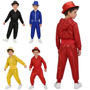Conjunto de 3-14 Piezas para Niños y Niñas, Sudadera con Capucha, Pantalones y Sombrero Fedora, para Espectáculos de Jazz, Danza, Hip-Hop y Actuaciones en Escenario - Product Image 1