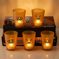 Décoration de bougie électronique LED en plastique, motif crâne d'araignée lumineux effrayant pour Halloween, pour une ambiance festive et la mise en scène de fêtes