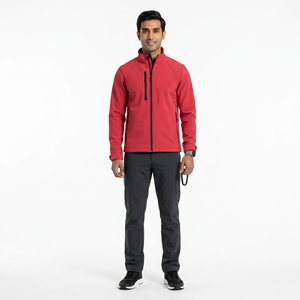 Finer Threads Autumn <b>Men's</b> Hooded Soft Shell <b>Jacket</b> Waterproof Zip-Up Stand Collar Canvas Polyester/Nylon Fabric Custom Design - Product Image 1