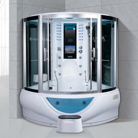 Salle de sauna à vapeur humide en verre de luxe combinée bain intérieur douche à remous cabine de douche pluie baignoire de massage avec TV