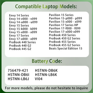 Batería de Alta Calidad para Portátil VI04 VI04XL HSTNN-DB6K HSTNN-LB6J para <span class=keywords><strong>HP</strong></span> 14 15 17 Pavilion 15 17 ProBook <span class=keywords><strong>440</strong></span> 445 450 455 Serie <span class=keywords><strong>G2</strong></span> - Product Image 2
