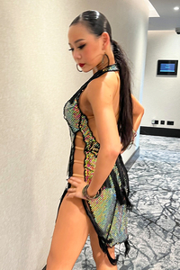 Combinaison de <span class=keywords><strong>danse</strong></span> latine Vennystyle - Ornée de strass et de franges |   Tenue de compétition/examen de <span class=keywords><strong>danse</strong></span> de salon - Product Image 5