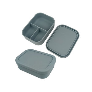 Boîte à collation en silicone sans BPA avec logo personnalisé, boîte de rangement pour collations, pour l'école, anti-fuite, 3 compartiments, boîte à lunch bento - Product Image 5