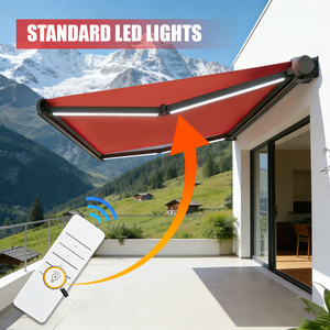 Auvent rétractable motorisé en toile textilène, structure en alliage d'aluminium, télécommande, certifié CE/Green Guard/OEKO TEX, durable - Product Image 6