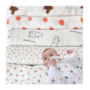 Tissu en crêpe imprimé 100% coton, double couche, étoffe douce pour serviette de couverture, vente en gros, haute qualité - Product Image 1