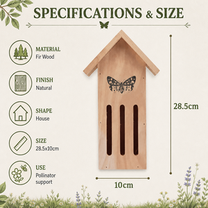 Casa <span class=keywords><strong>de</strong></span> <span class=keywords><strong>Mariposas</strong></span> <span class=keywords><strong>de</strong></span> Madera Natural para Jardín Exterior, Hábitat para Polinizadores, Hotel para Insectos con Ranuras Verticales, Ecológico para <span class=keywords><strong>Mariposas</strong></span> Silvestres - Product Image 3