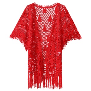 Amzn AE fb eb tiktok <span class=keywords><strong>Shein</strong></span> Femmes Longues Cardigans Tricot Pull Ouvert Devant Cascade Dentelle Crochet Glands Pull <span class=keywords><strong>Cardigan</strong></span> - Product Image 3